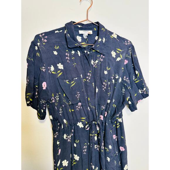 THAKOON COLLECTIVE Black Floral Print Tie Waist Collar Button Front Jumpsuit 10 - Picture 9 of 12